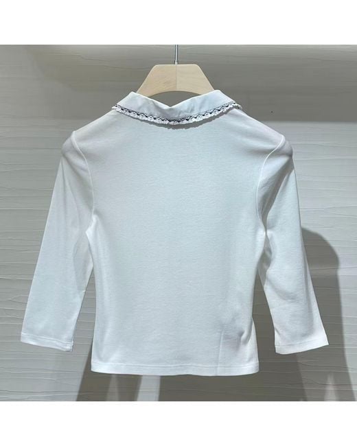Miu Miu White Ribbed Knit Top