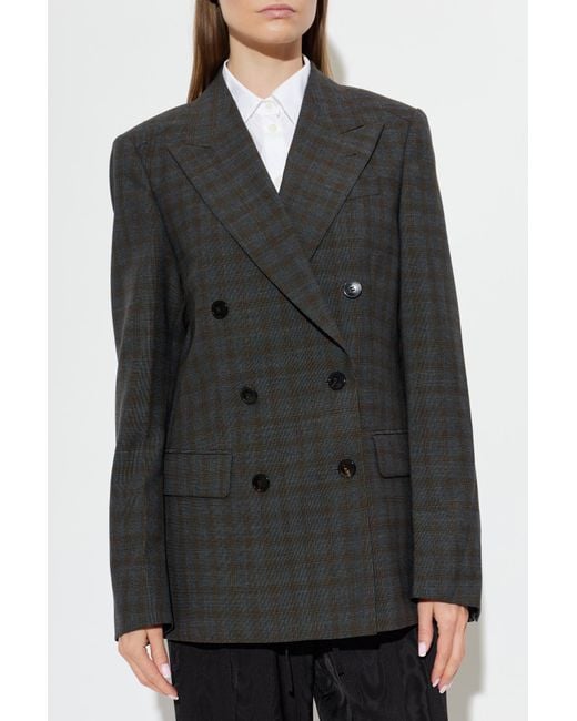 Dries Van Noten Black Double Breasted Wool Blazer