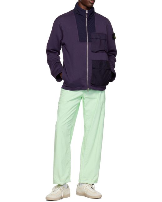 Stone Island Green Straight-Leg Cotton Trousers for men