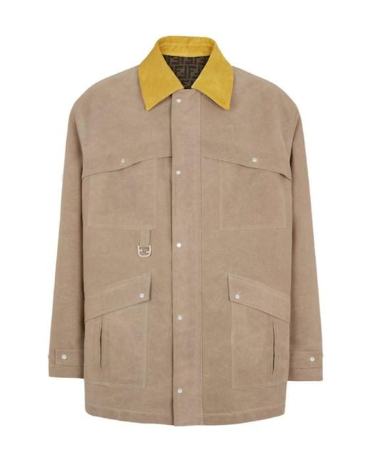 Fendi Natural Buttoned Long-Sleeved Jacket for men