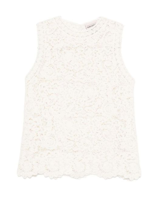 Semicouture White Lace Top