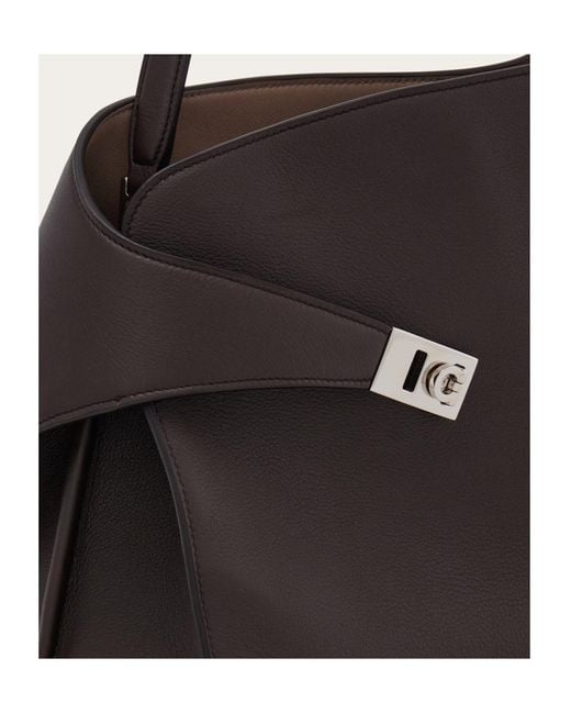 Ferragamo Black Hug Soft Bicolor Shoulder Bag (L)