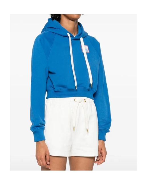 Casablanca Blue Cropped Cotton Hoodie