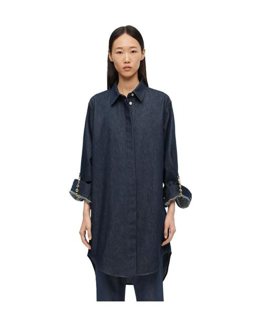 Loewe Blue Chain-Detailed Denim Shirt Dress