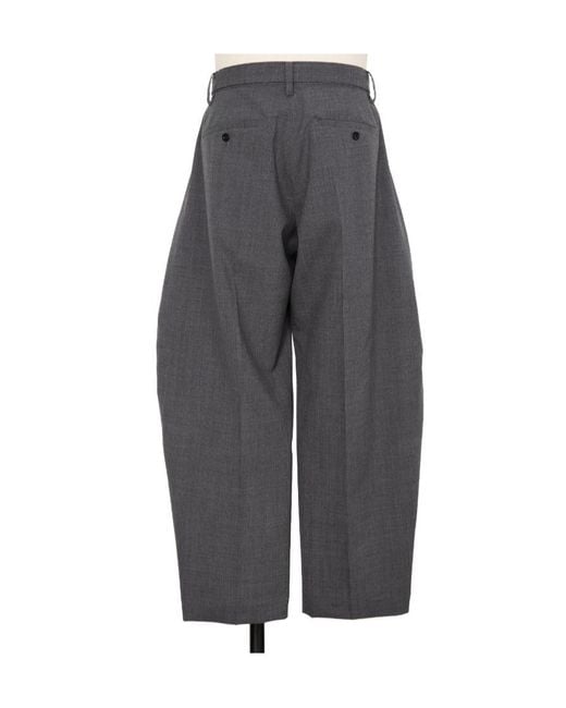 Sacai Gray Pleated Belted Pants for men