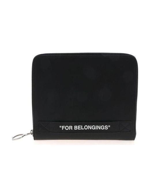 Off-White c/o Virgil Abloh Black Quote Printed Zip-Up Wallet for men