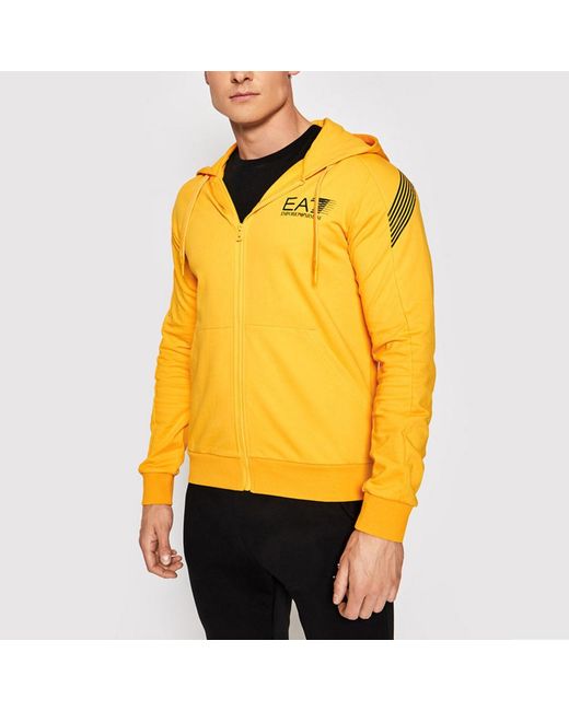 EA7 Yellow Logo Hooded Casual Jacket for men