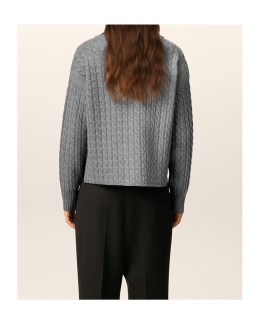 AMI Gray Cable Knitted Polo for men