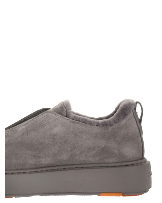 Santoni Gray Victory Slip-On Sneakers