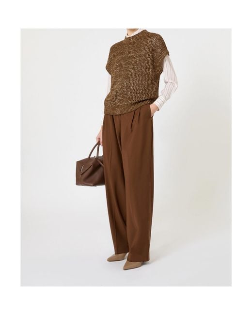 Max Mara Brown Openwork Top