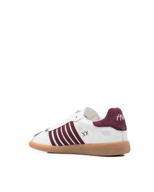 DSquared² White Rebel Maple-Leaf Leather Sneakers for men