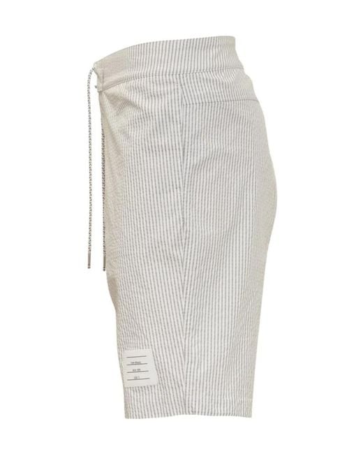 Thom Browne Gray Striped Drawstring Swimming Shorts for men