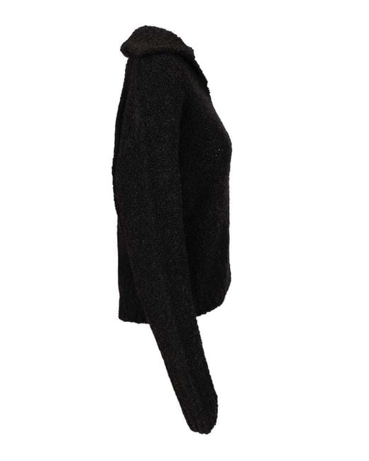 Barena Black Bouclé V-Neck Jumper