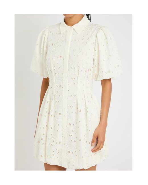 Jonathan Simkhai White Cleo Floral-Embroidered Cotton Mini Dress