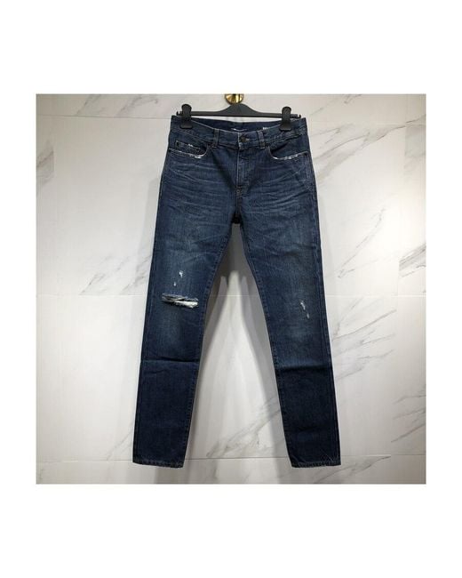 Saint Laurent Blue Imitation Old Skinny Jeans for men