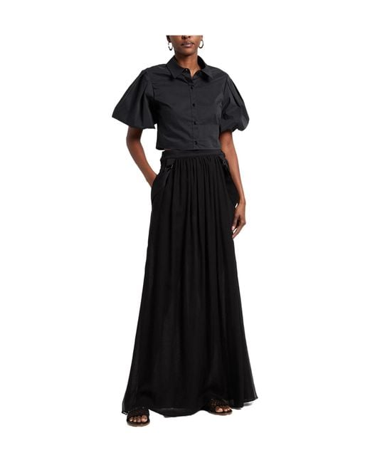 Max Mara Black Solid Color Flared Skirt