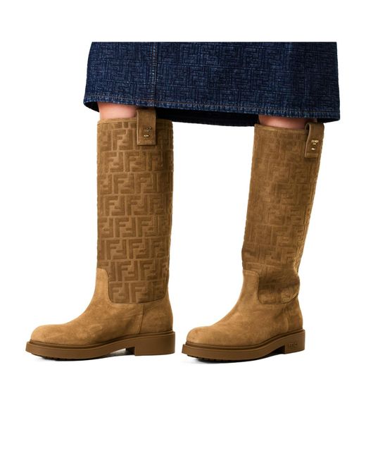 Fendi Brown Suede Filo Knee High Boots