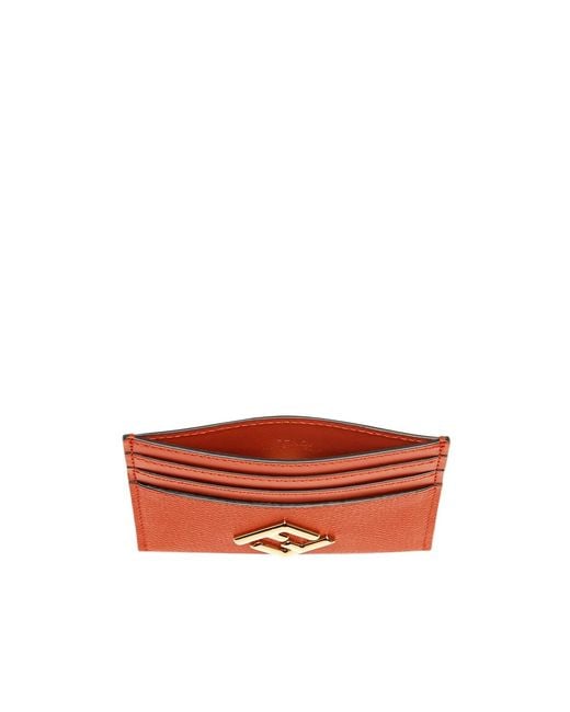 Fendi Orange Card Holder With Logo Detail