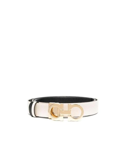 Ferragamo White Ferragamo Gancini Reversible Belt