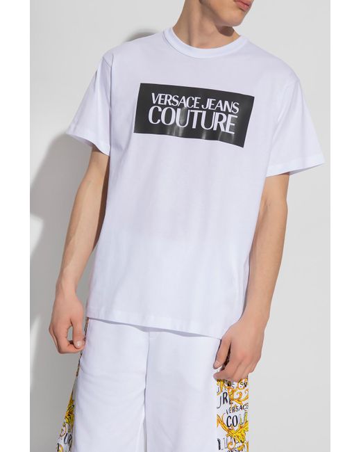 Versace Jeans White Logo-Print T-Shirt for men