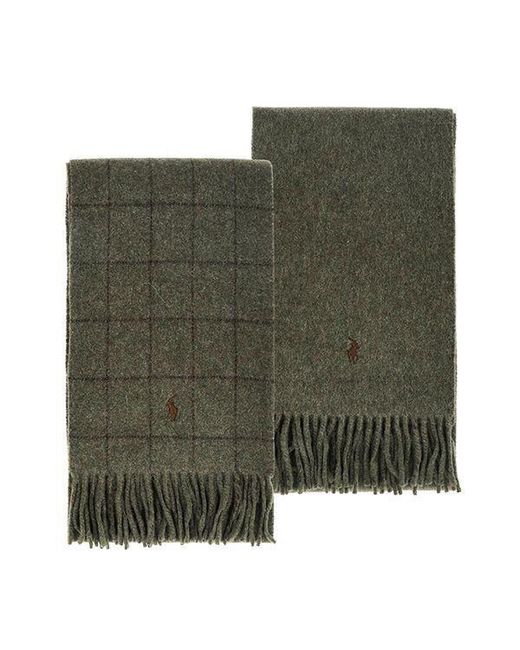 Polo Ralph Lauren Green Little Horse Double-Sided Tassel Scarf