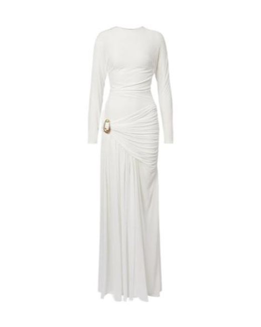 Christopher Esber White Stone Pin Draped Jersey Gown