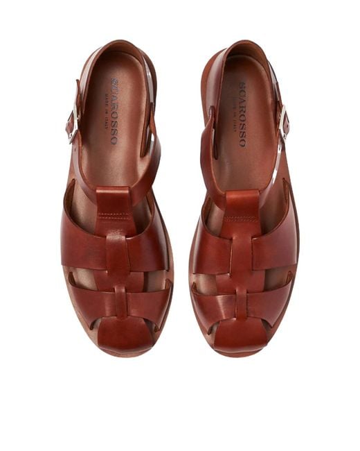 Scarosso Brown Apollo Buckle-Fastened Sandals for men