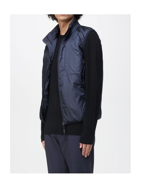 Aspesi Blue Stand-Up Collar Zip-Up Vest for men