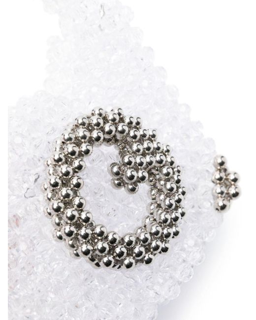 Germanier White Beaded Pearl Clutch Bag