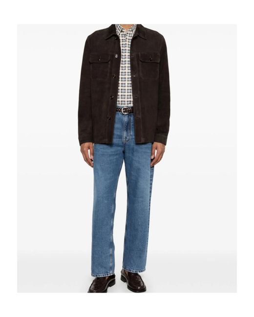 Moorer Brown Long-Sleeved Leather Jacket for men