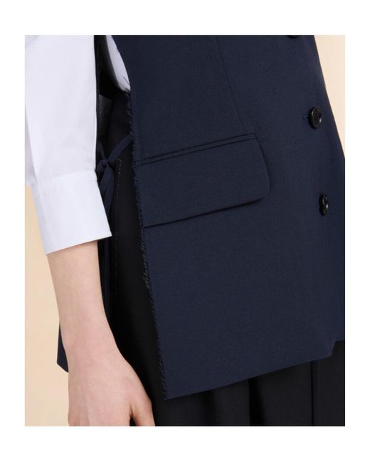 Marni Blue Single-Breasted Side Slit Waistcoat