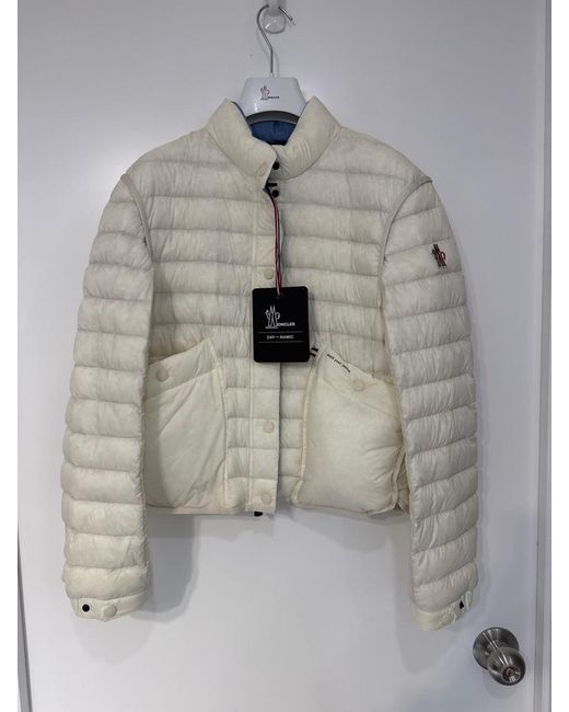 Moncler White Grenoble Madulains Logo Patch Quilted Jacket
