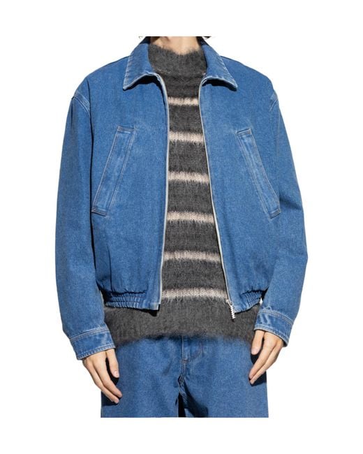 Marni Blue Denim Logo-Print Jacket for men