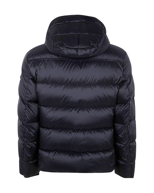 Moorer Blue Padded-Design Hooded Jacket for men