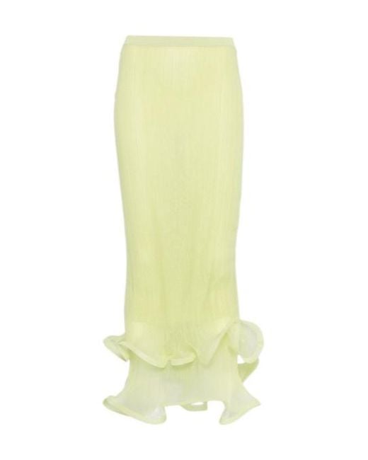 Jonathan Simkhai Yellow Midi Skirt With Ruffled Hem