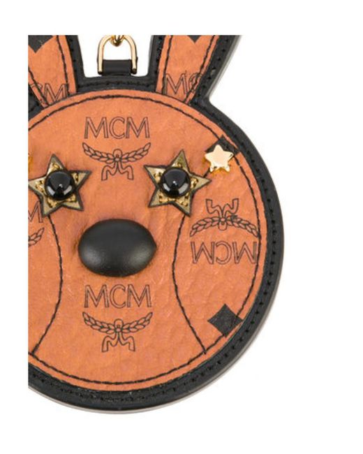 MCM Brown Logo Printed Keychain