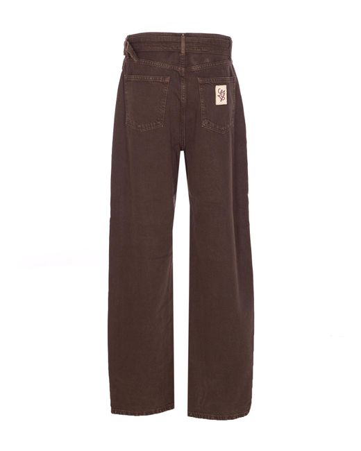 Liu Jo Brown Logo Patch Straight-Leg Jeans