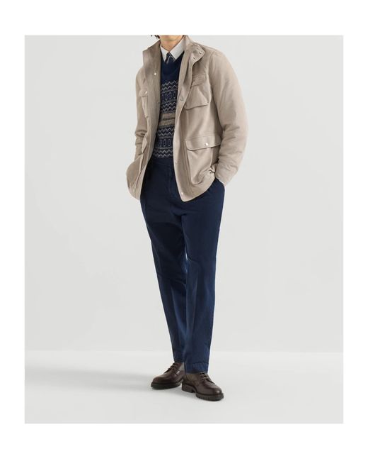 Brunello Cucinelli Natural Suede Unlined Safari Jacket for men