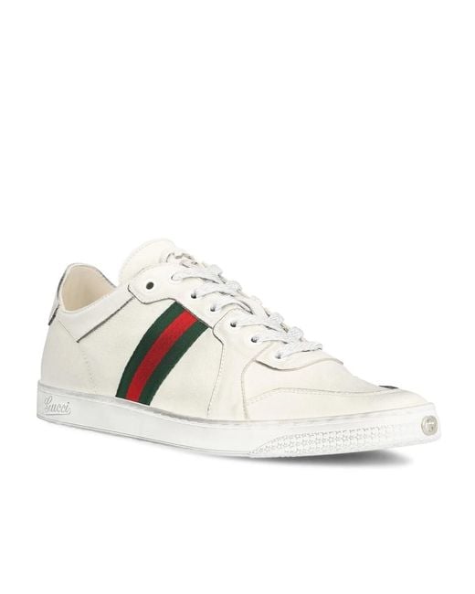 Gucci White Stretch Low-Top Sneakers for men