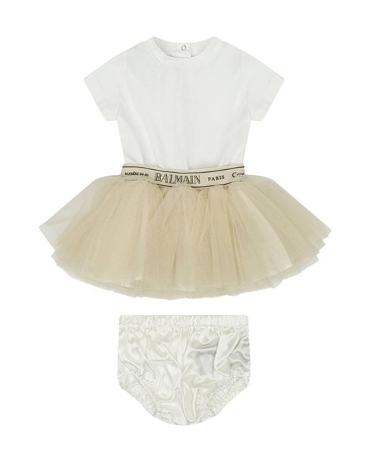 Balmain White Short Sleeve Dress
