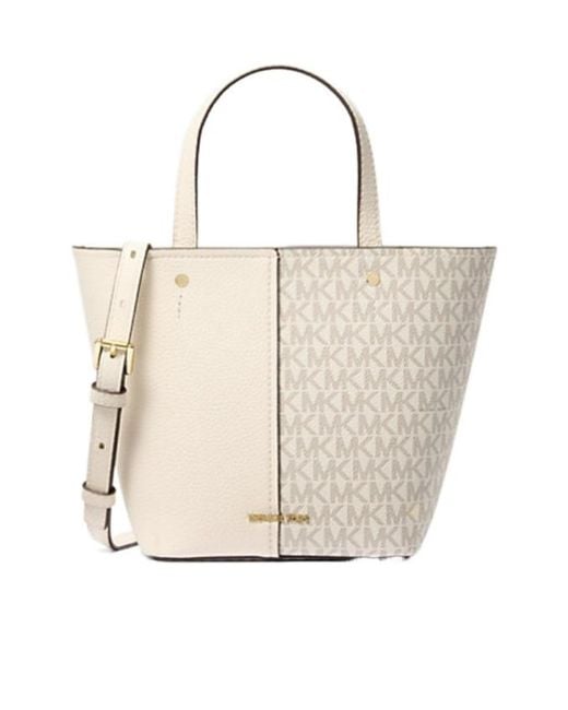 MICHAEL Michael Kors Natural Flora Medium Signature Logo And Pebbled Leather Crossbody Bag