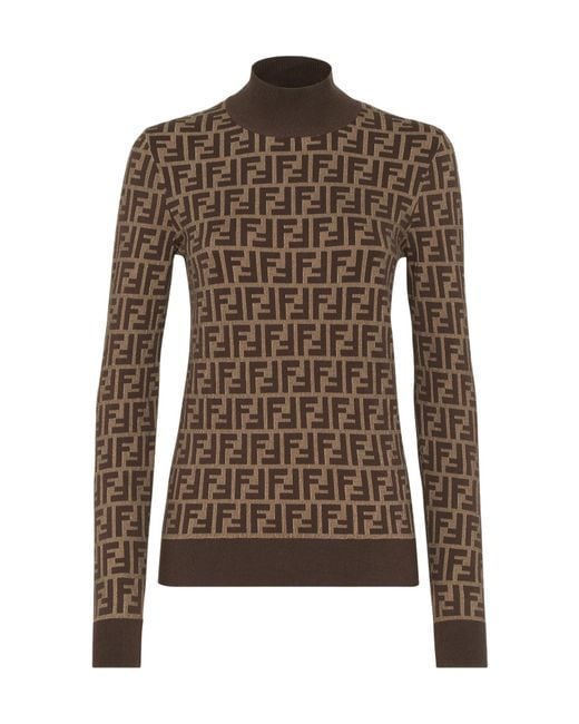 Fendi Brown Monogrammed Knitted Jumper