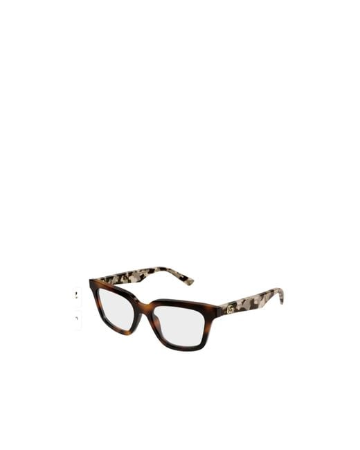Gucci White Tortoiseshell-Effect Square-Frame Glasses for men