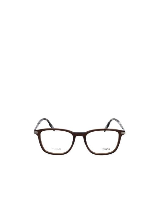 Zegna White Rectangular Frame Glasses for men