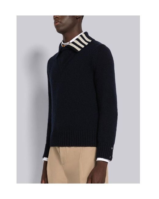 Thom Browne Blue Bar Striped Jumper for men