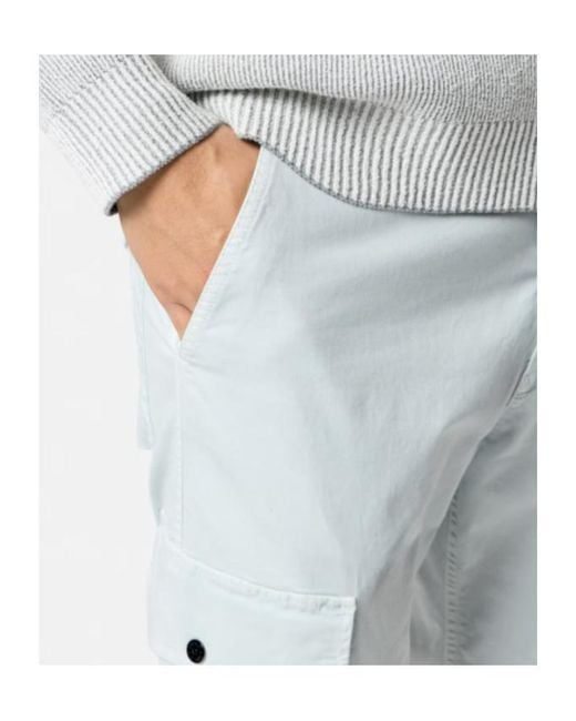 Stone Island White Logo-Patch Cargo Pants for men