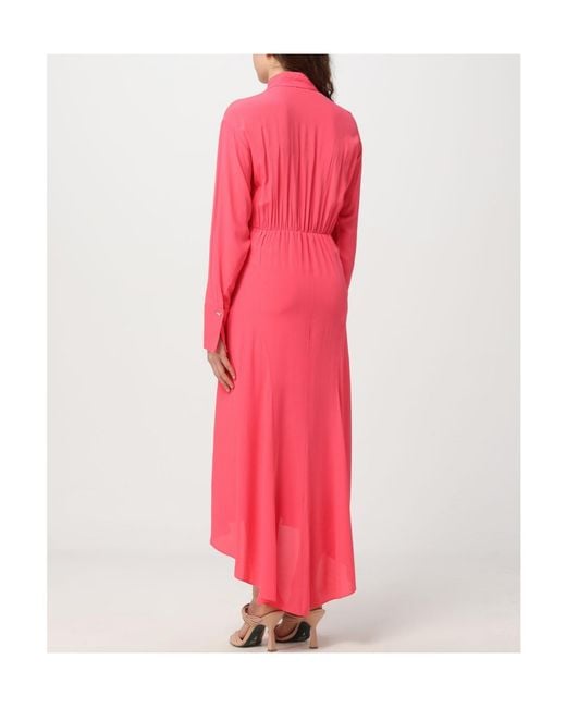 Patrizia Pepe Red Button Asymmetric Maxi Dress