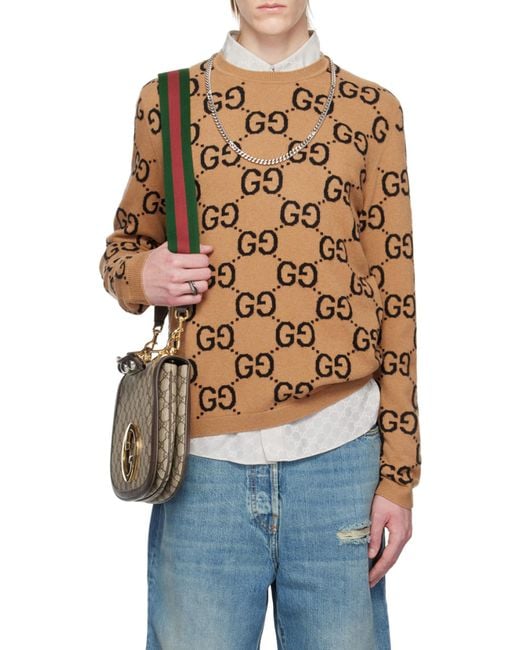 Gucci Natural Gg Jacquard Sweater for men