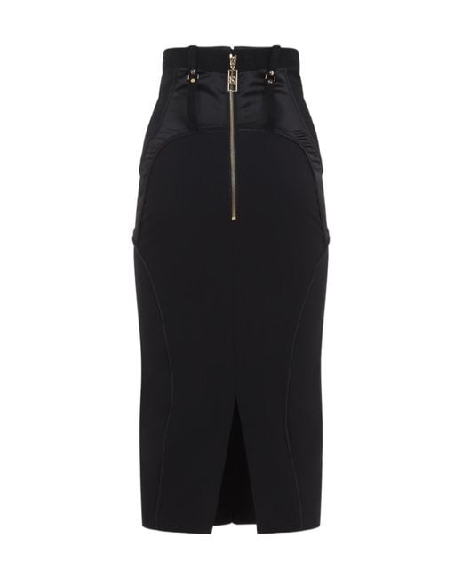 Elisabetta Franchi Black High-Waist Bondage Skirt