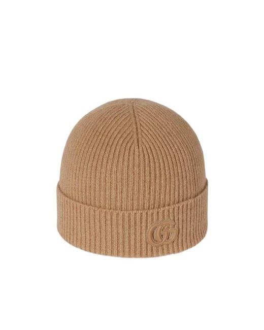 Gucci Natural Cashmere Hat With Patch